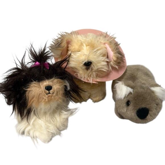 American Girl Pets 2 Dogs & 1 Koala Plush Yorki Terrier W Cone westie bundle - Picture 2 of 9